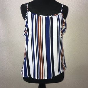 Striped silk-like tank top